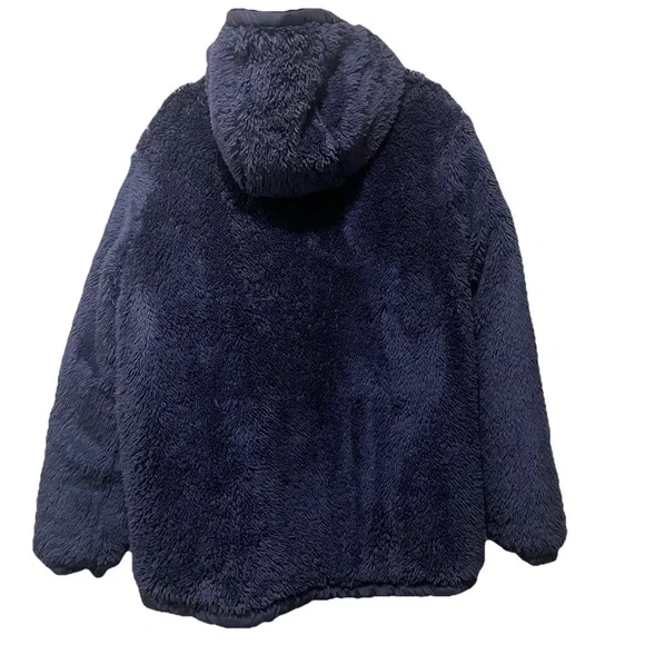 The North Face Boys Reversible Jacket Size 14/16 Hero Blue Hooded Puffer Fleece - Picture 5 of 5